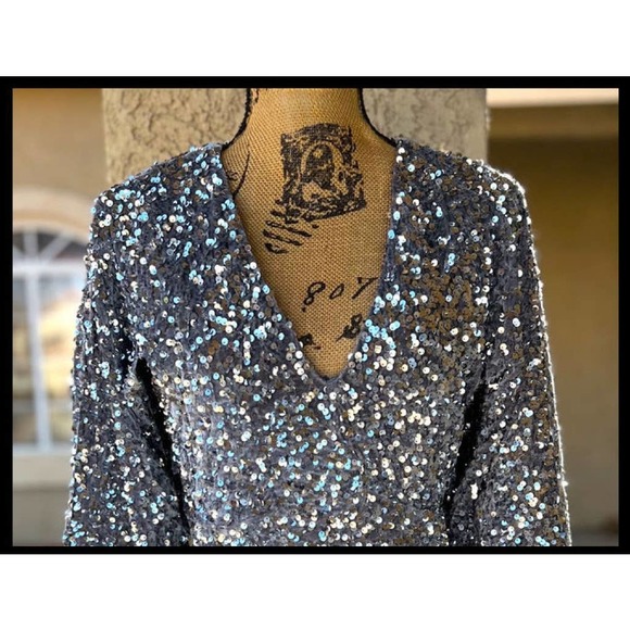 Sequin over Velveteen Mini Dress Size S - Picture 3 of 9